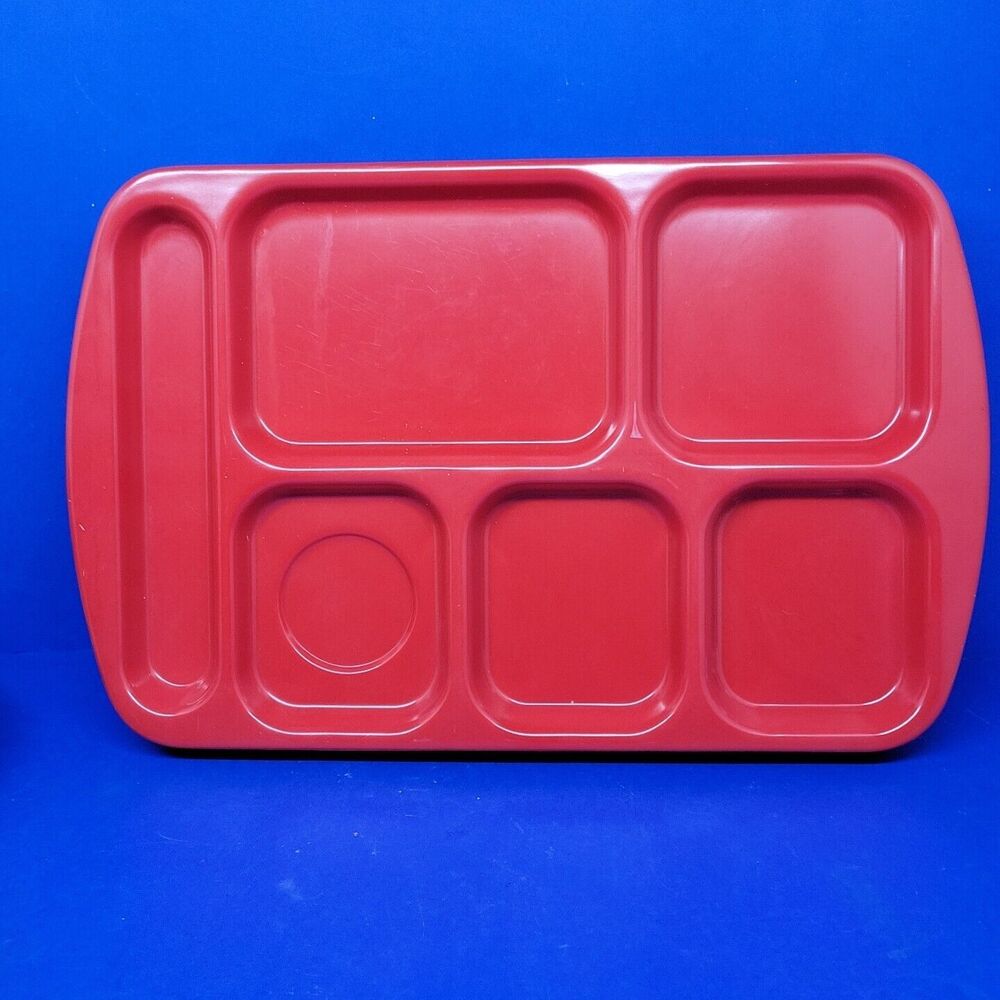 G.E.T. Enterprises TR-151 6 Compartment Cafeteria Trays Red Bundle of 6